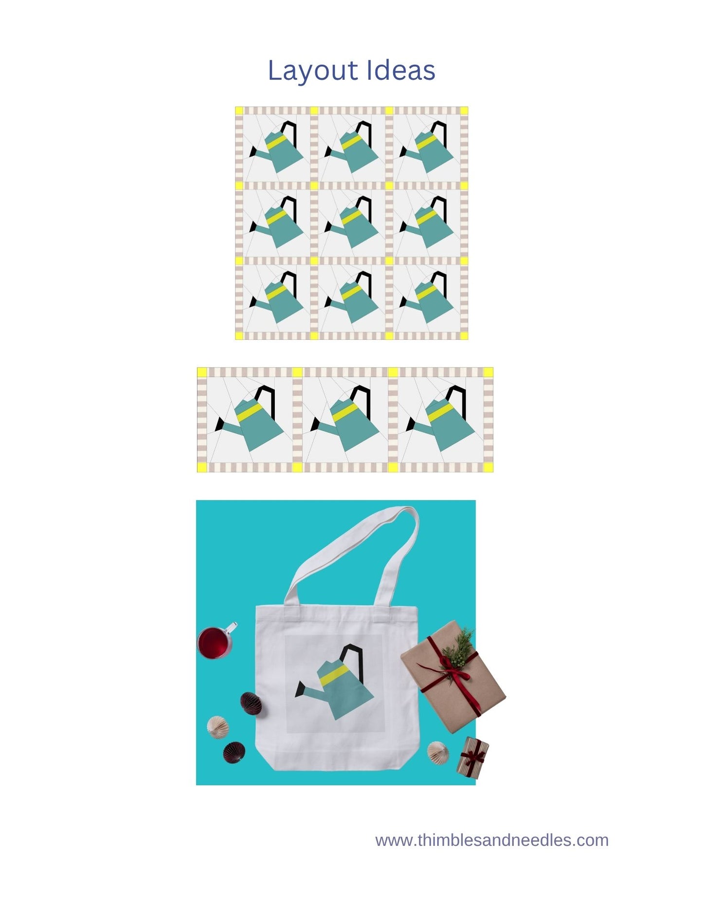 Watering Can Foundation Paper Piecing (FPP) Pattern