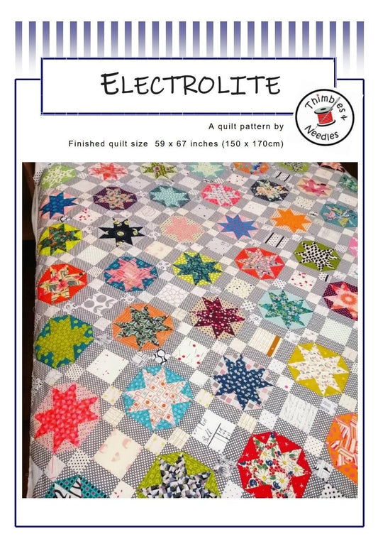 Electrolite Quilt Pattern, pdf pattern, star quilt, scrap quilt, throw quilt Digital Download