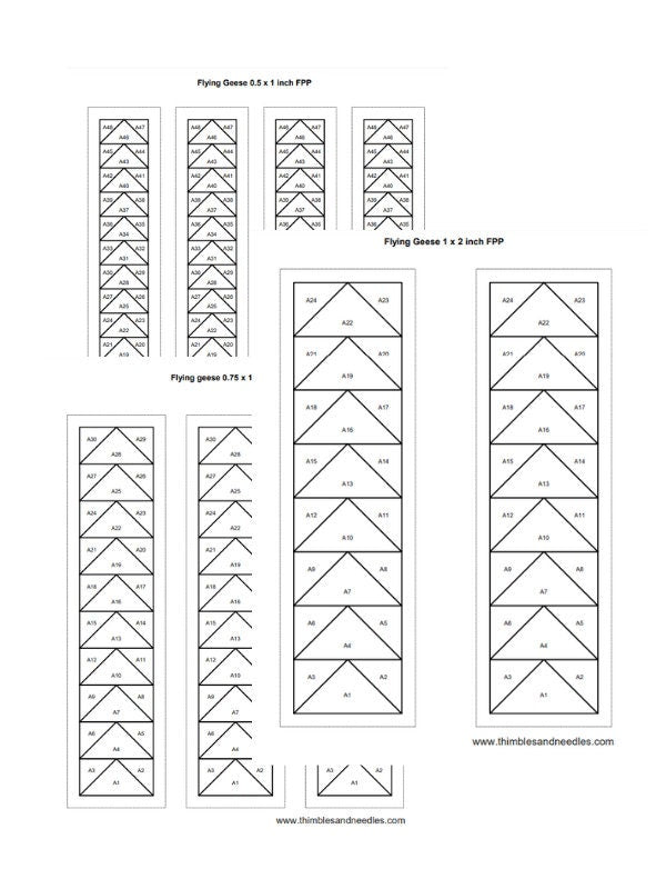 Flying Geese Foundation Paper Piecing (FPP) quilt block pattern Digital Download