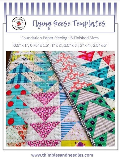Flying Geese Foundation Paper Piecing (FPP) quilt block pattern Digital Download