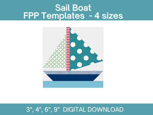 Sail Boat FPP Templates Foundation Paper Piecing quilt block pattern Digital Download