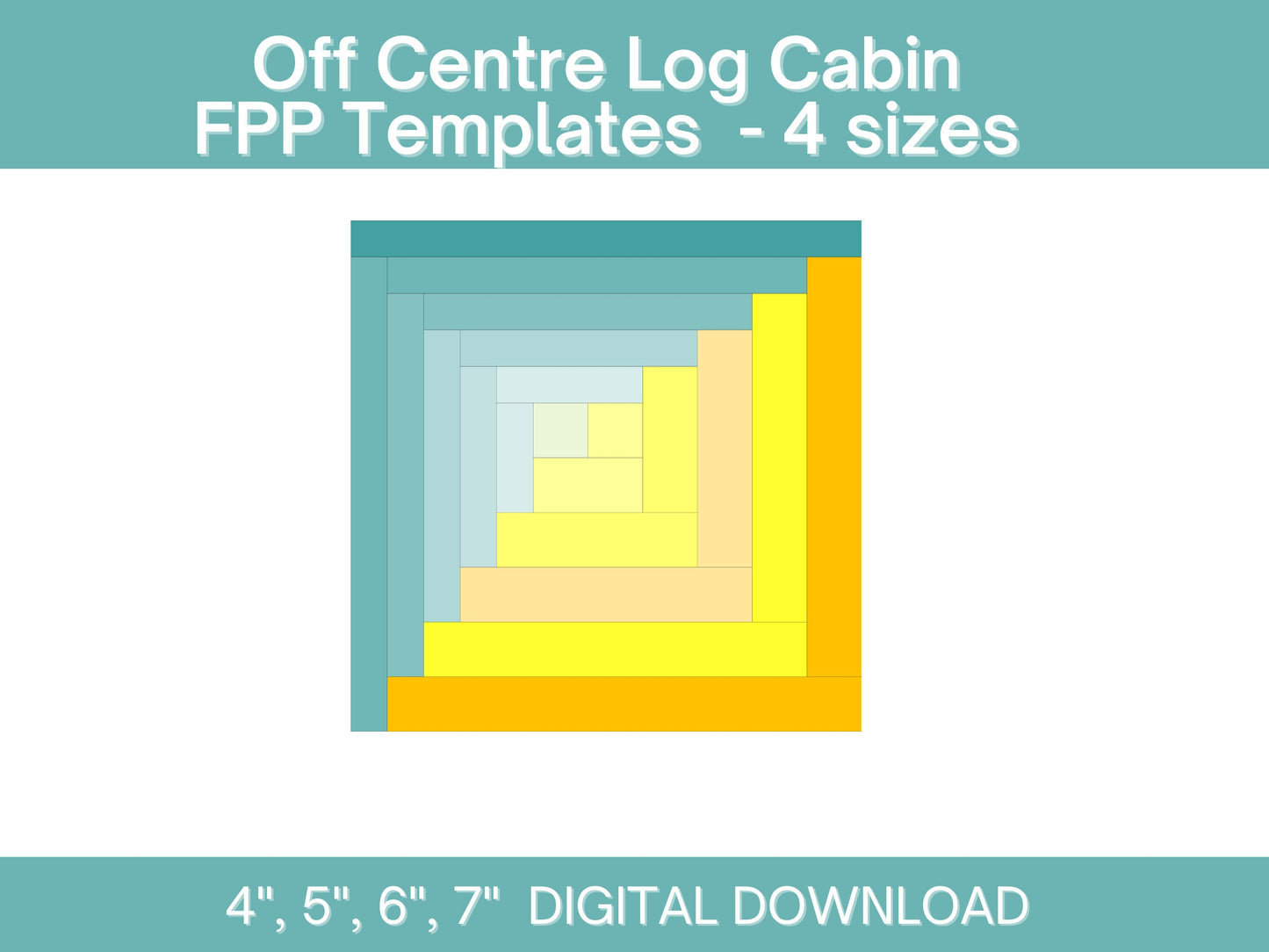 Off Centre Log Cabin FPP foundation paper piecing || Curved log cabin Digital Downloadquilt block pattern