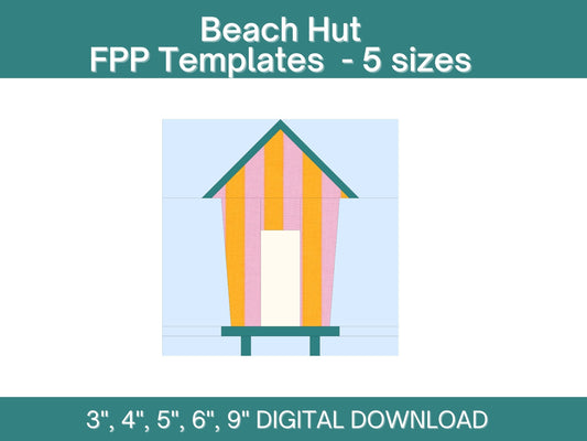 Beach Hut Foundation Paper piecing FPP quilt block pattern Digital Download