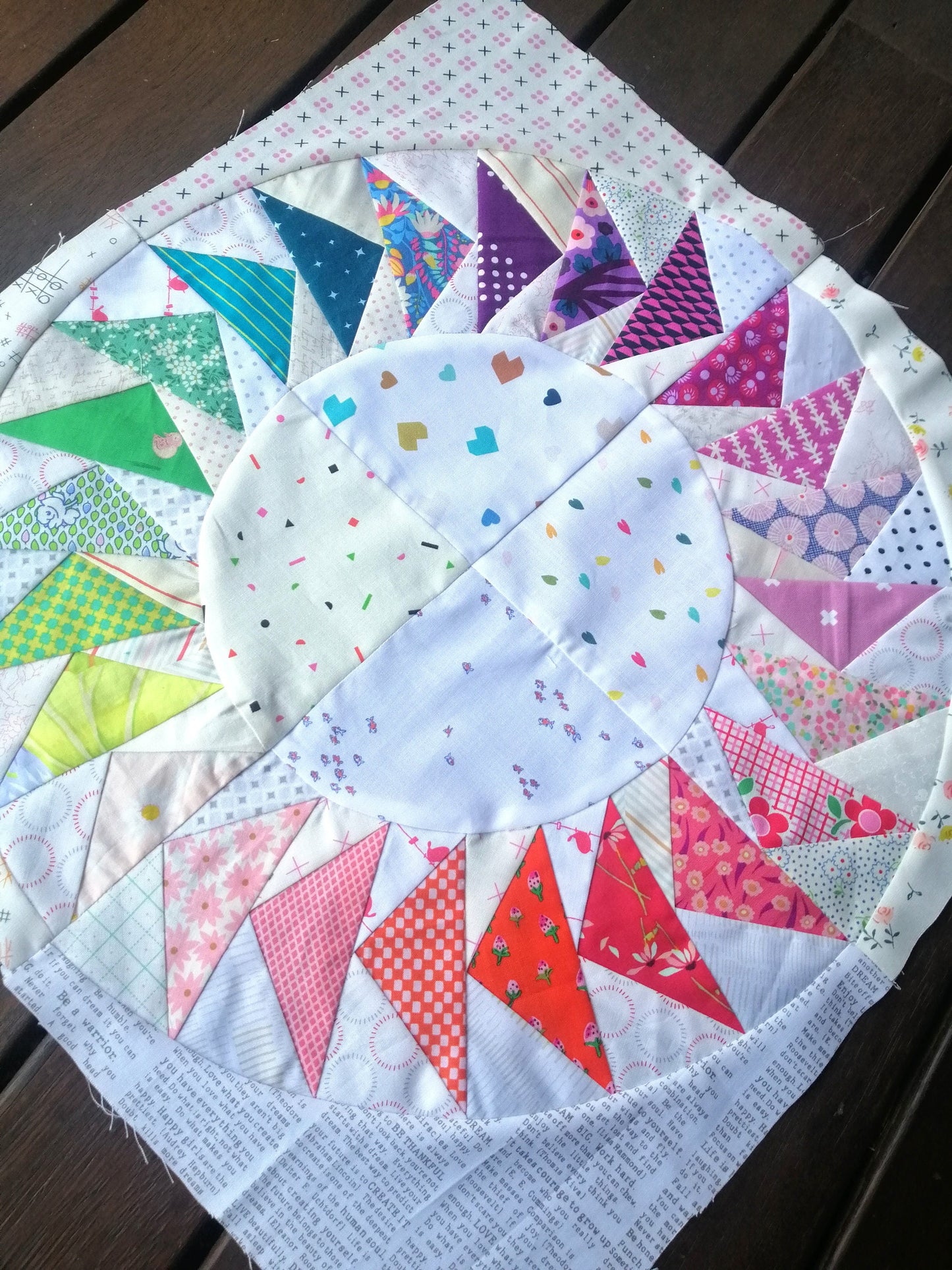 Flying geese circle Foundation Paper Piecing FPP Mini Quilt block pattern Digital Download