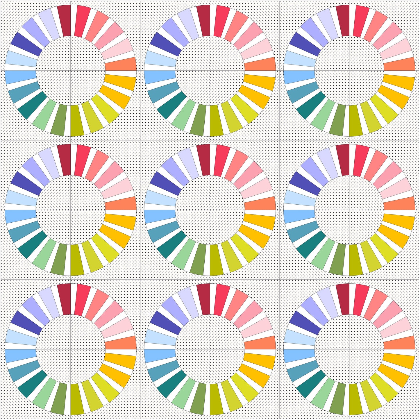 Color Wheel Foundation Paper Piecing FPP Mini Quilt block pattern Digital Download
