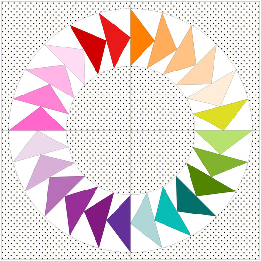 Flying geese circle Foundation Paper Piecing FPP Mini Quilt block pattern Digital Download