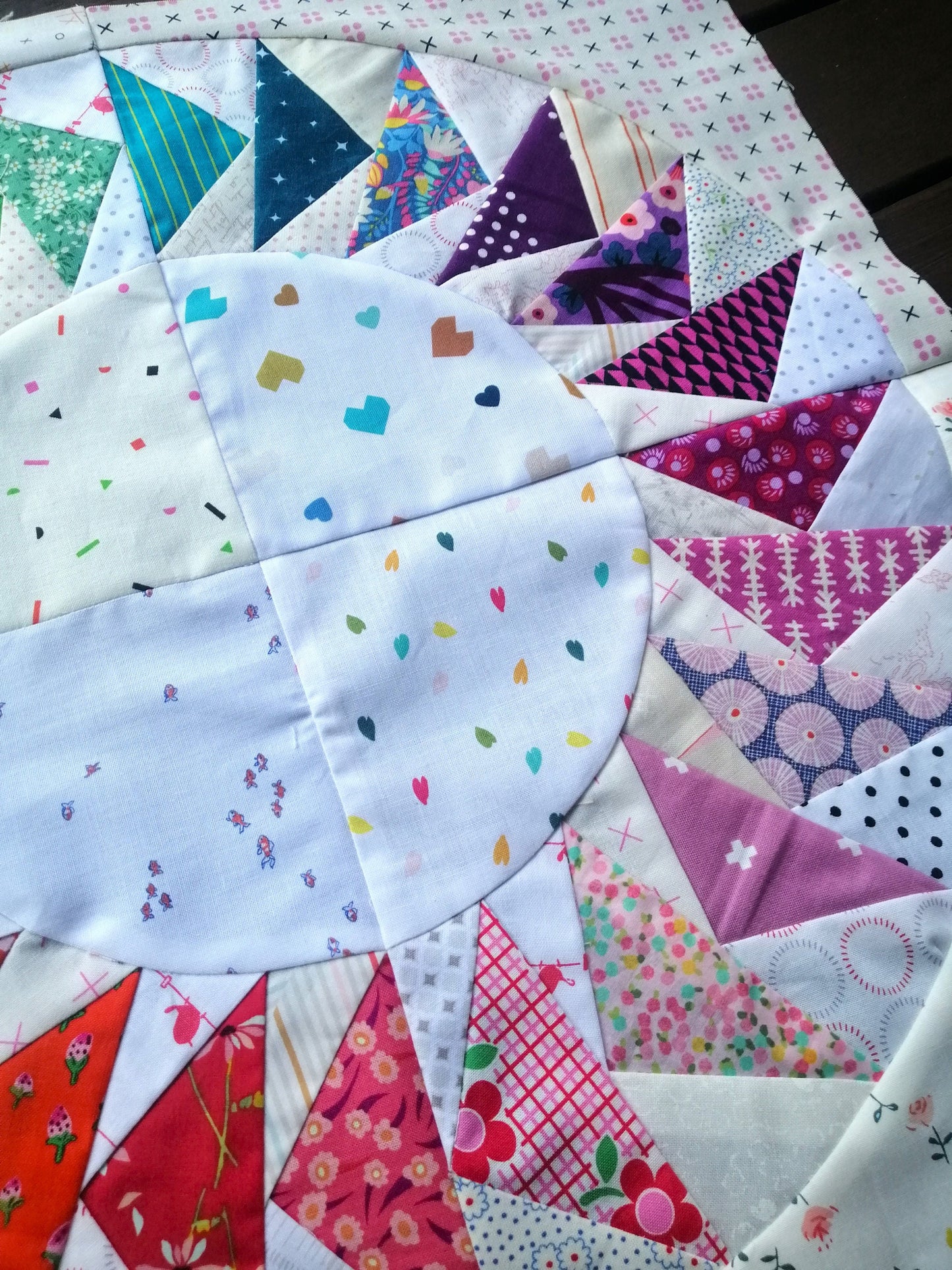 Flying geese circle Foundation Paper Piecing FPP Mini Quilt block pattern Digital Download
