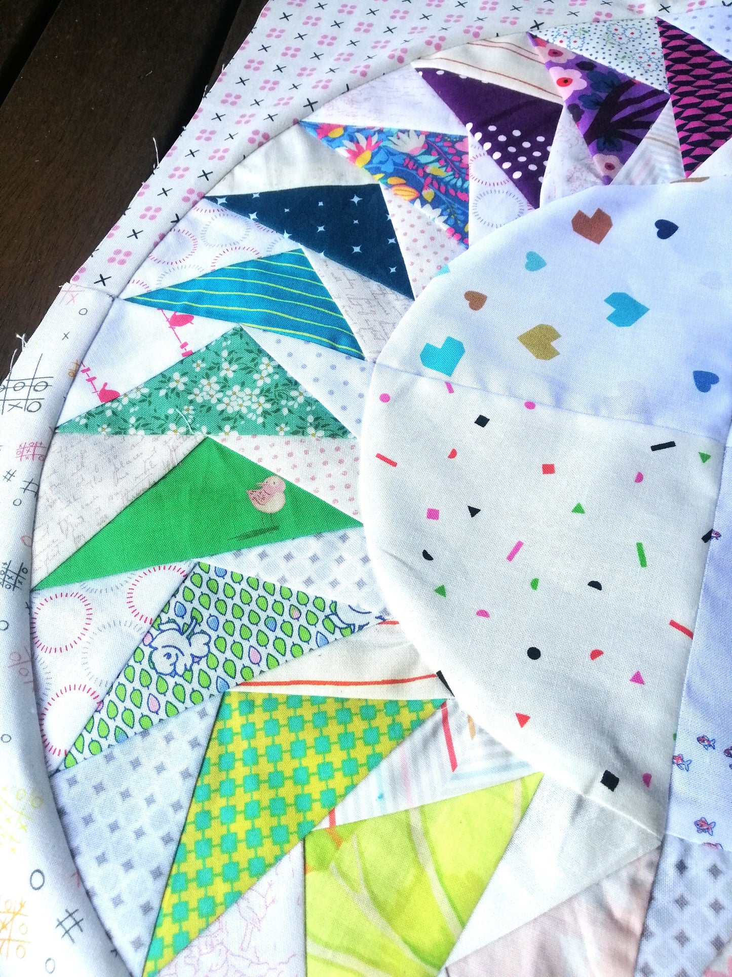 Flying geese circle Foundation Paper Piecing FPP Mini Quilt block pattern Digital Download