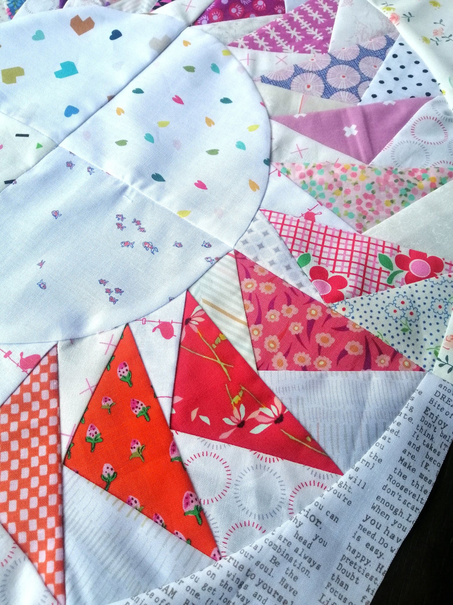 Flying geese circle Foundation Paper Piecing FPP Mini Quilt block pattern Digital Download