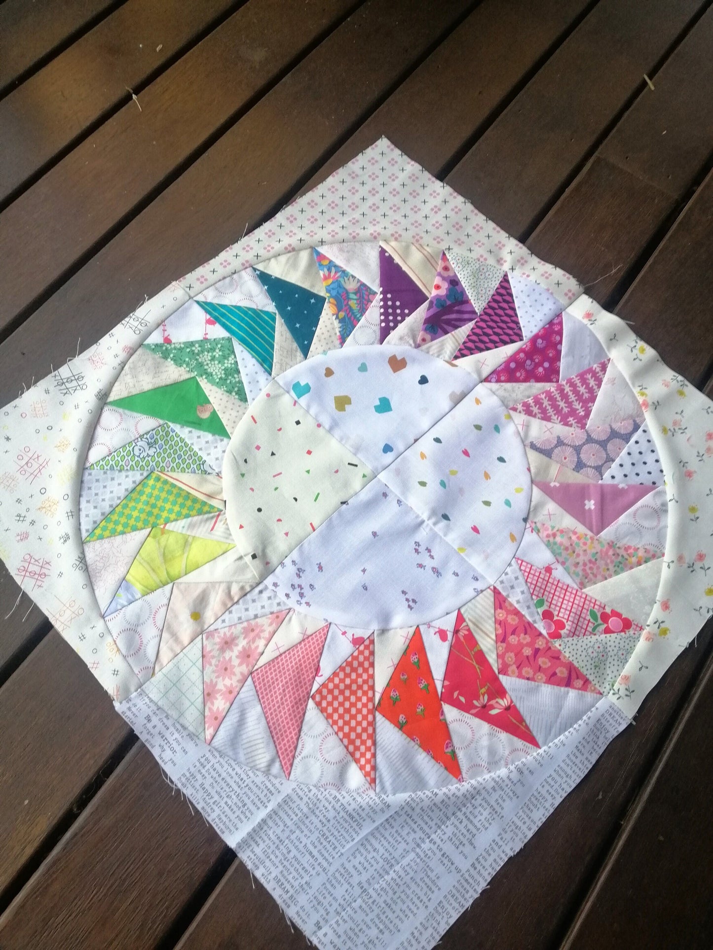 Flying geese circle Foundation Paper Piecing FPP Mini Quilt block pattern Digital Download
