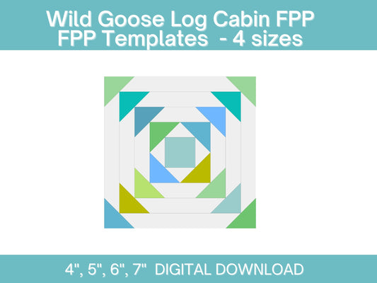 Wild Goose Log Cabin Foundation Paper Piecing FPP quilt block pattern Digital Download