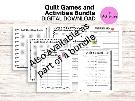 Quilting Word Search Printables Quilt Retreat Games Digital Download