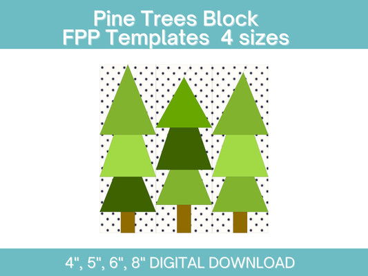 Pine Trees FPP Foundation Paper Piecing quilt block pattern Digital Download