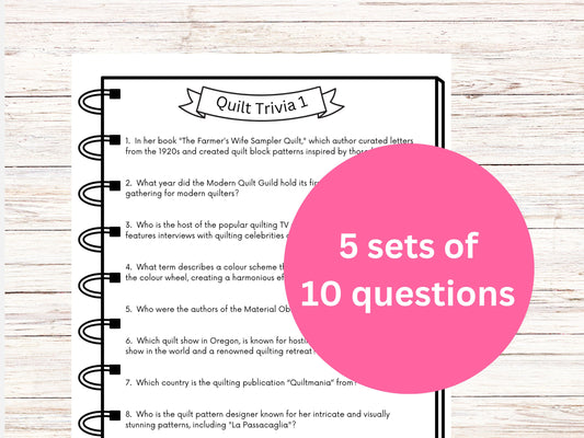 Quilt Trivia Printable Digital Download Quilt Retreat Game Digital Download
