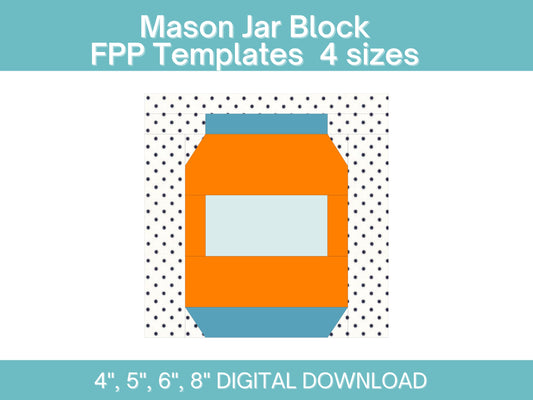 Mason Jar FPP Foundation Paper Piecing quilt block pattern Digital Download