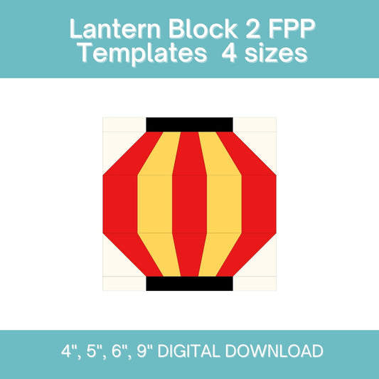 Lantern Block 2 FPP Foundation Paper Piecing quilt block pattern Digital Download