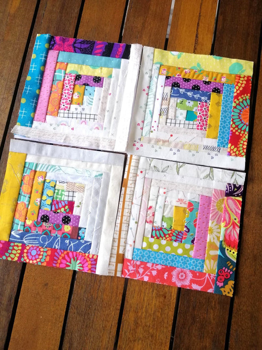 Off Centre Log Cabin FPP foundation paper piecing || Curved log cabin Digital Downloadquilt block pattern