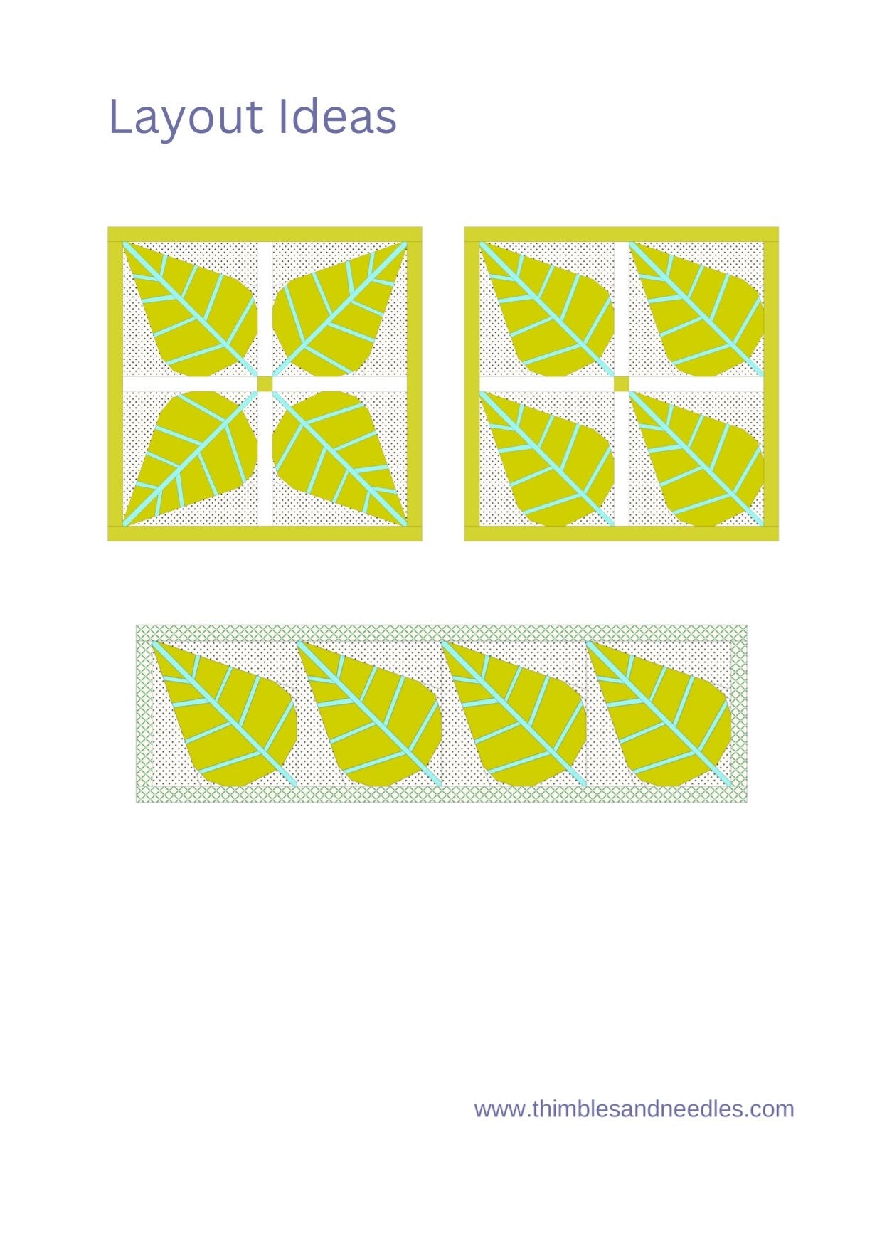 Leaf FPP Foundation Paper Piecing quilt block pattern Digital Download