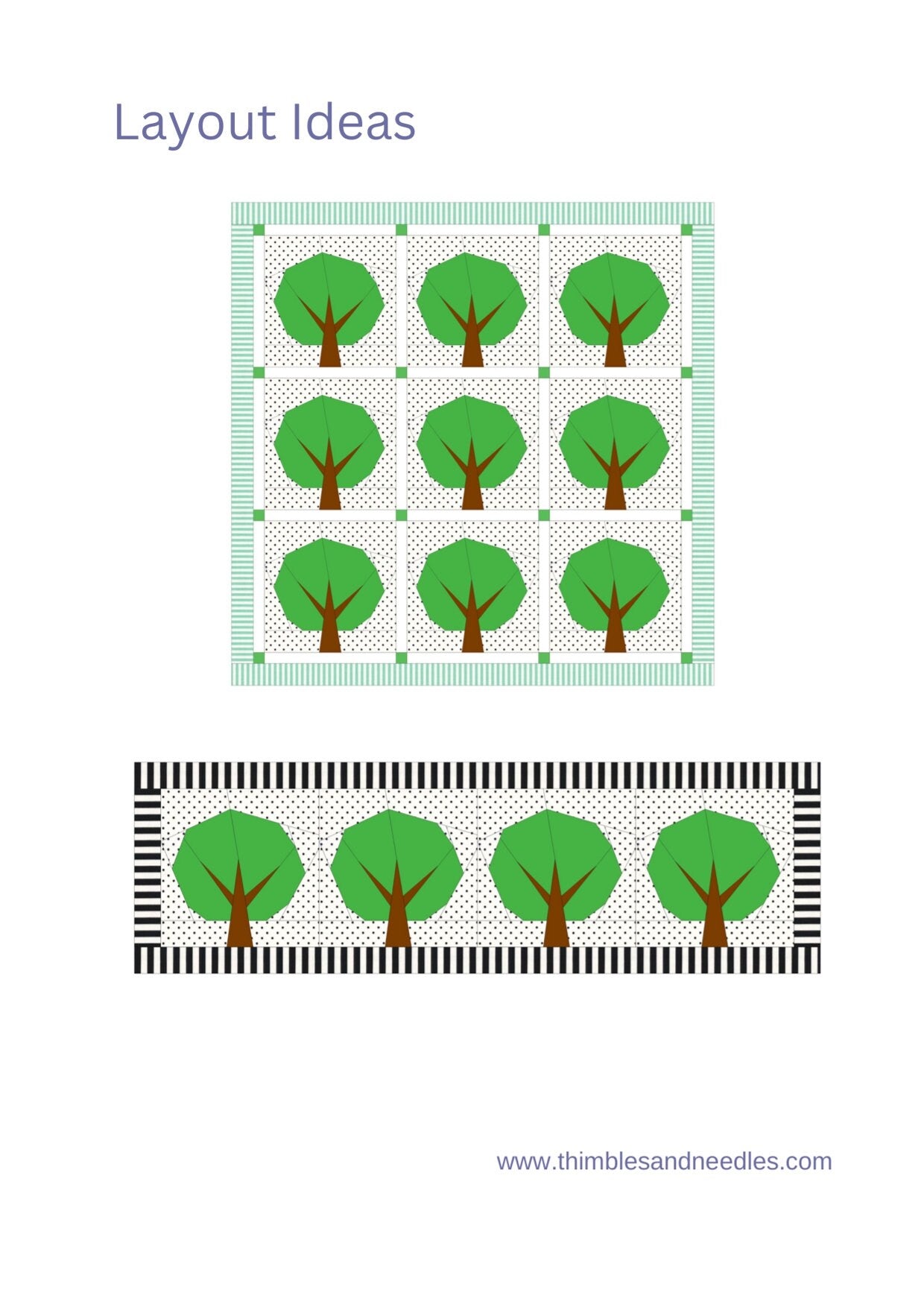 Oak Tree FPP Foundation Paper Piecing quilt block pattern Digital Download