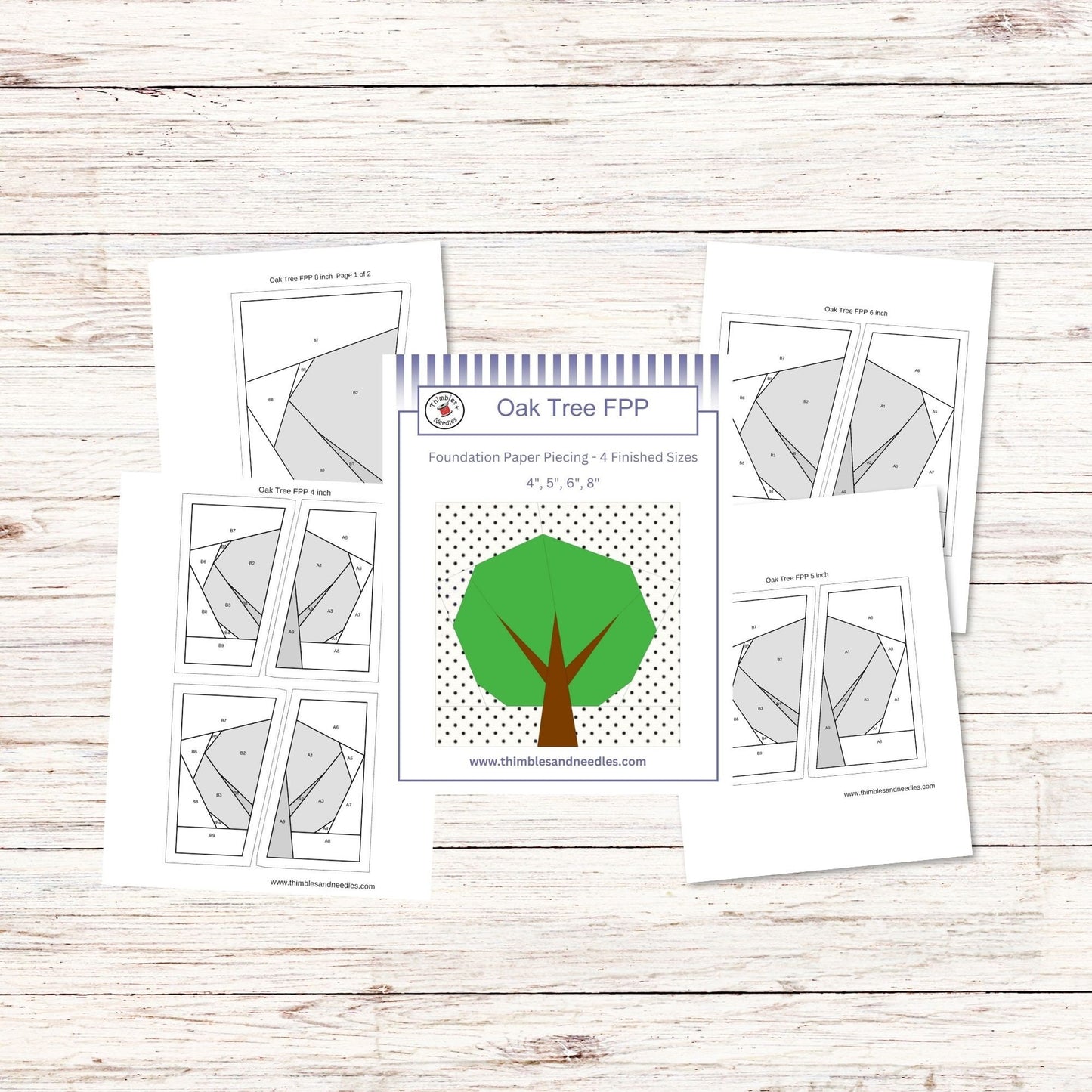 Oak Tree FPP Foundation Paper Piecing quilt block pattern Digital Download
