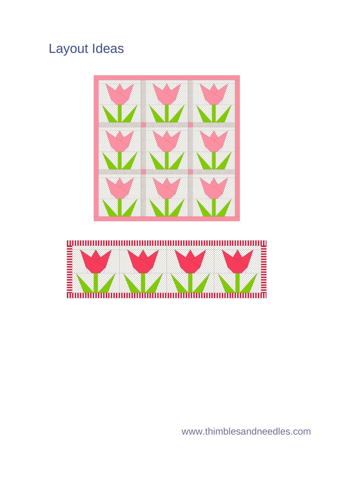 Tulip FPP Foundation Paper Piecing quilt block pattern Digital Download