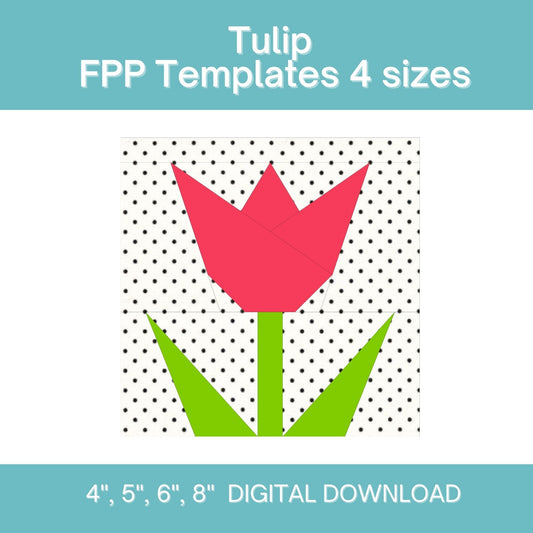 Tulip FPP Foundation Paper Piecing quilt block pattern Digital Download