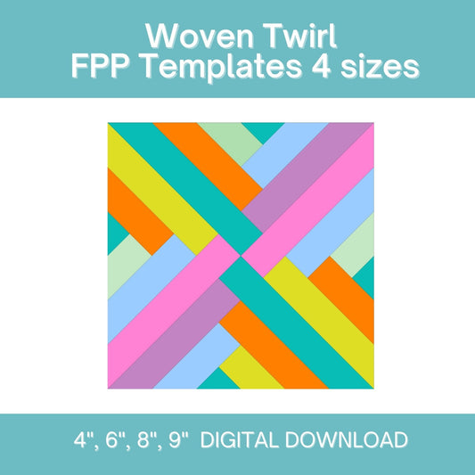 Woven Twirl FPP Foundation Paper Piecing quilt block pattern Digital Download