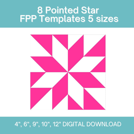 8 Pointed Star LeMoyne Liberty Star FPP Foundation Paper Piecing quilt block pattern Digital Download