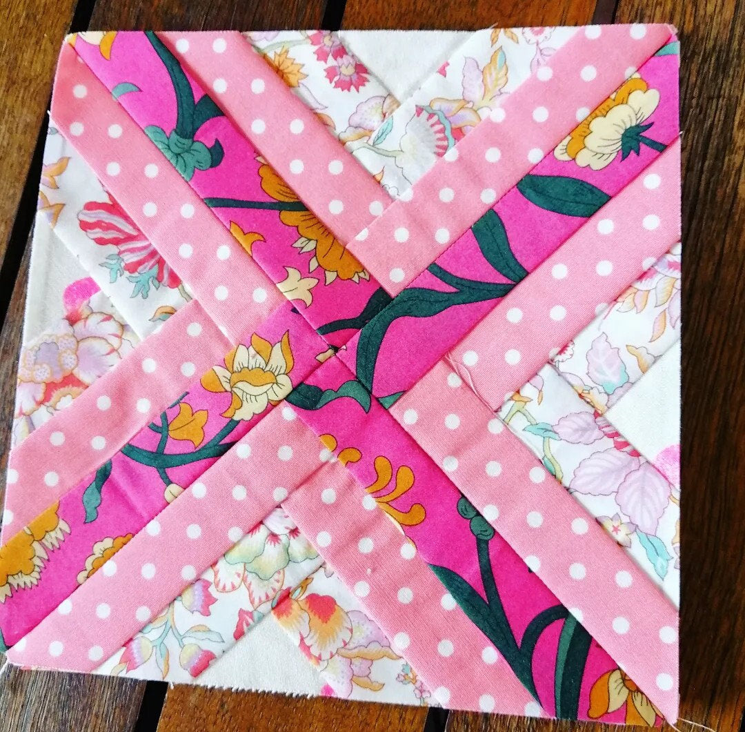Woven Twirl FPP Foundation Paper Piecing quilt block pattern Digital Download