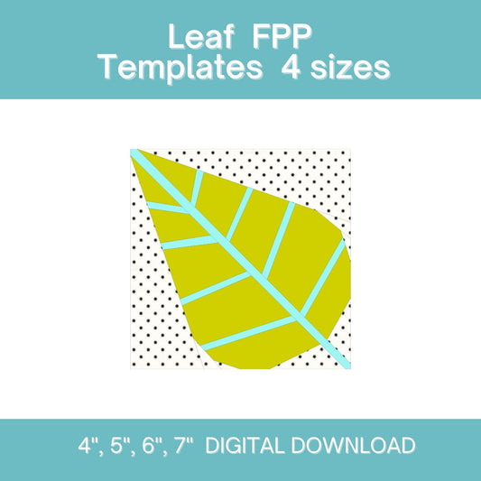 Leaf FPP Foundation Paper Piecing quilt block pattern Digital Download
