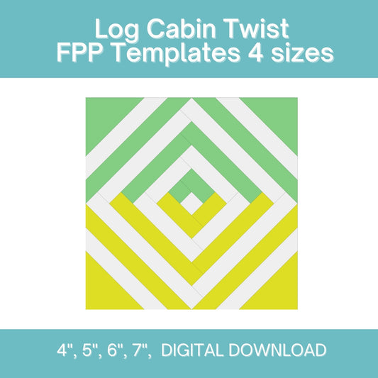 Log Cabin Twist FPP Foundation Paper Piecing quilt block pattern Digital Download