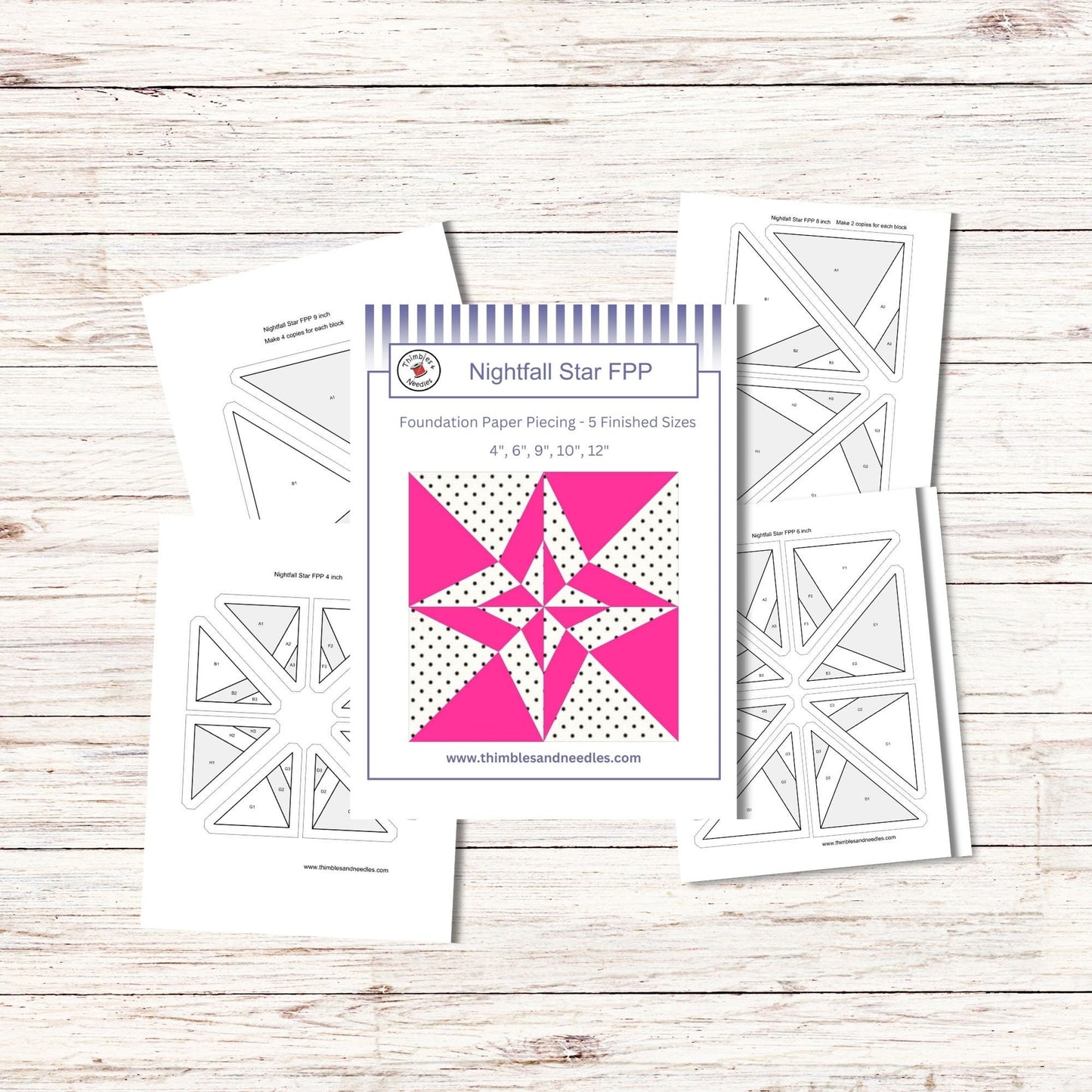 Nightfall Star FPP Foundation Paper Piecing quilt block pattern Digital Download