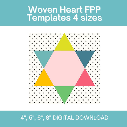 Hexagon Star FPP Foundation Paper Piecing quilt block pattern Digital Download