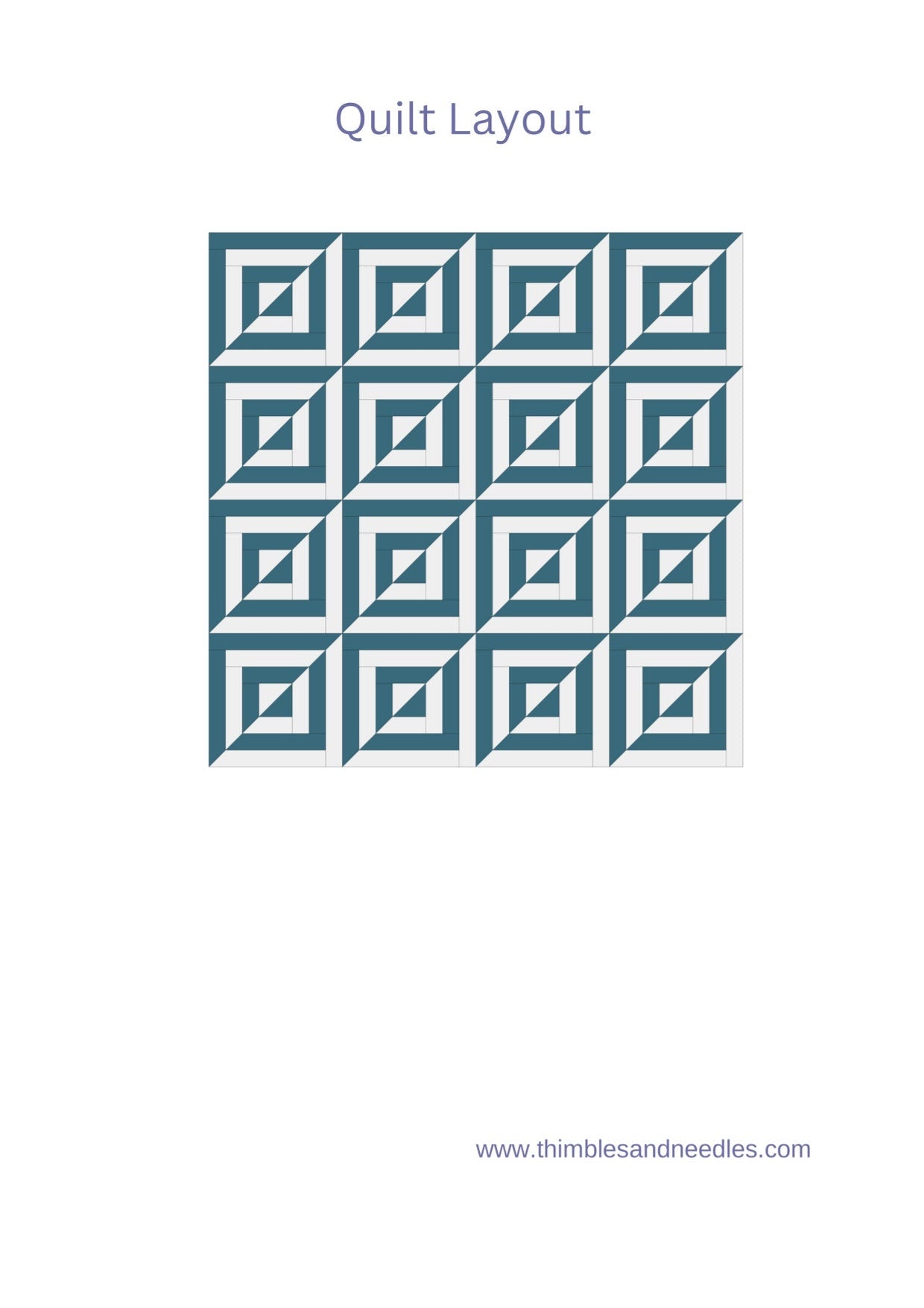 Log Cabin Split FPP Foundation Paper Piecing quilt block pattern Digital Download