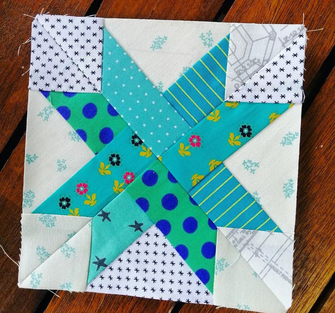 Ribbon Star FPP Foundation Paper Piecing quilt block pattern Digital Download