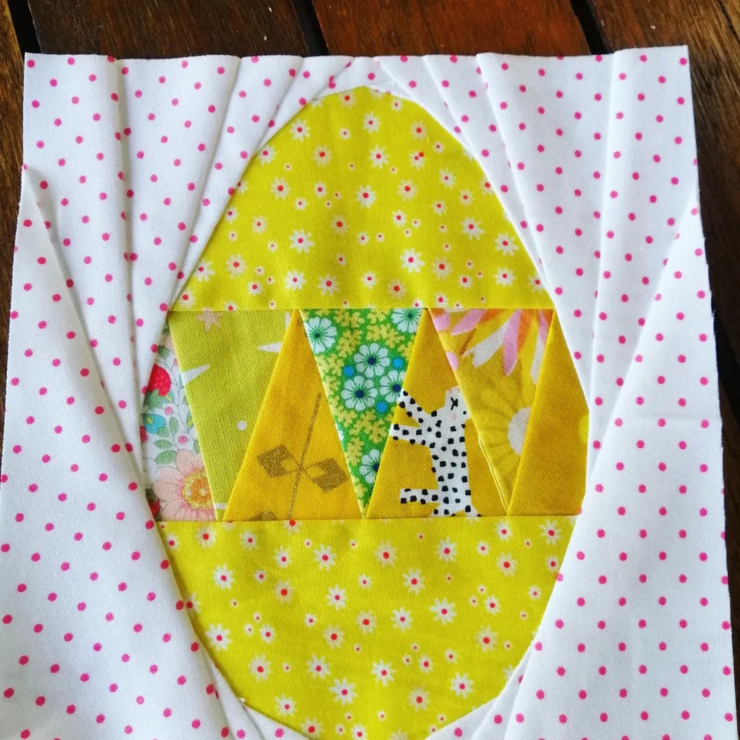 Easter Eggs FPP Foundation Paper Piecing quilt block pattern Digital Download