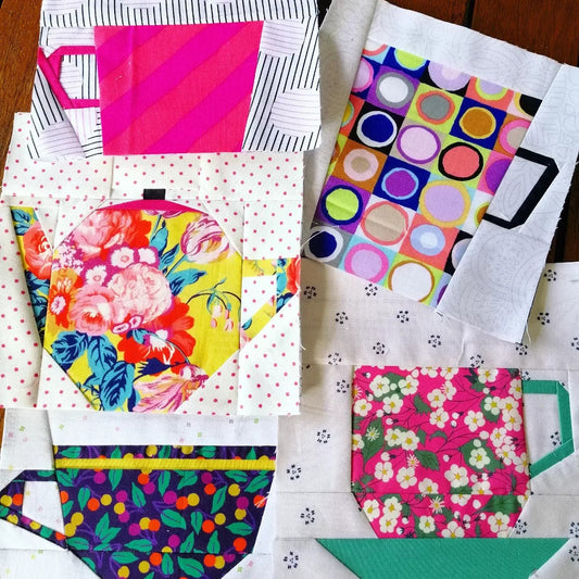 Teacups and Mugs FPP Foundation Paper Piecing quilt block pattern Digital Download