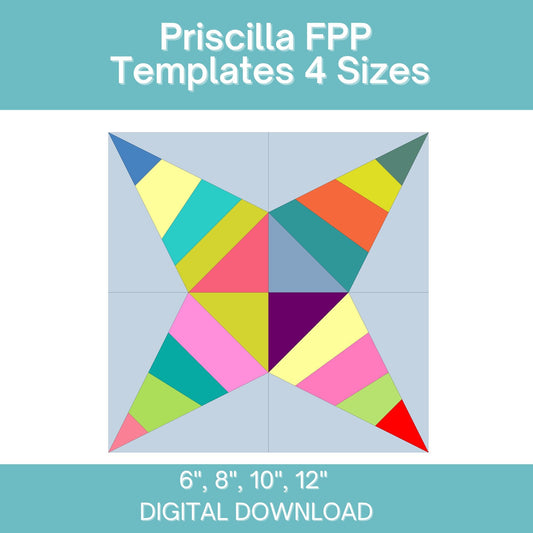 Priscilla FPP Foundation Paper Piecing quilt block pattern Digital Download