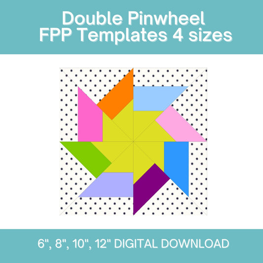 Double Pinwheel FPP Foundation Paper Piecing quilt block pattern Digital Download