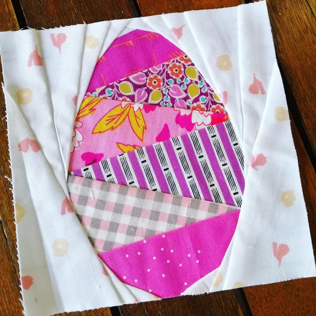 Easter Eggs FPP Foundation Paper Piecing quilt block pattern Digital Download