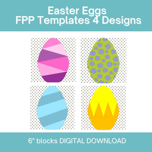 Easter Eggs FPP Foundation Paper Piecing quilt block pattern Digital Download