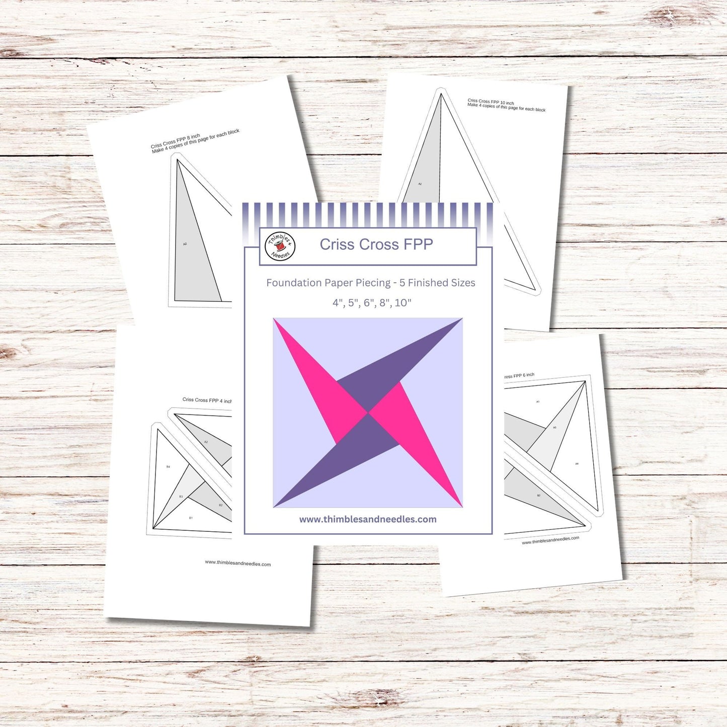 Criss Cross FPP Foundation Paper Piecing quilt block pattern Digital Download
