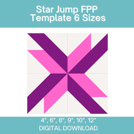 Star Jump FPP Foundation Paper Piecing quilt block pattern Digital Download