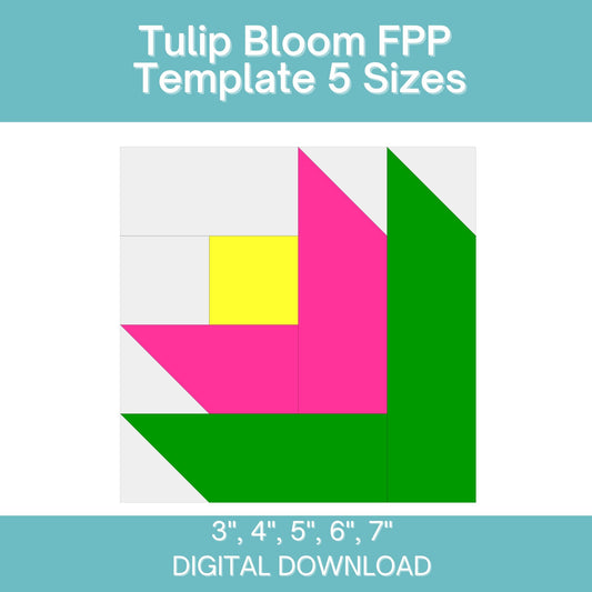 Tulip Bloom FPP Foundation Paper Piecing quilt block pattern Digital Download