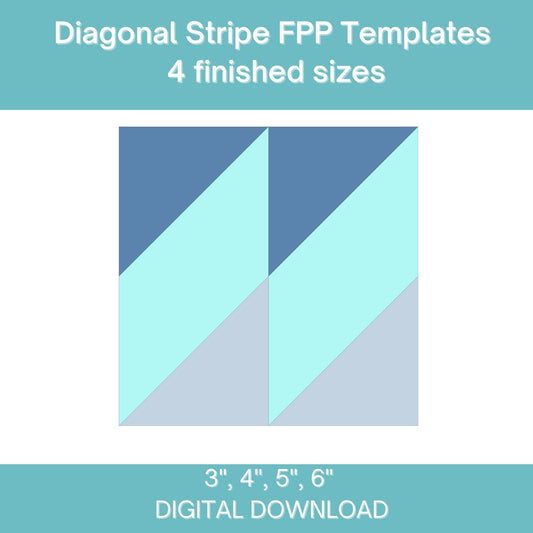 Quilt Border Diagonal Stripe FPP Foundation Paper Piecing block pattern Digital Download