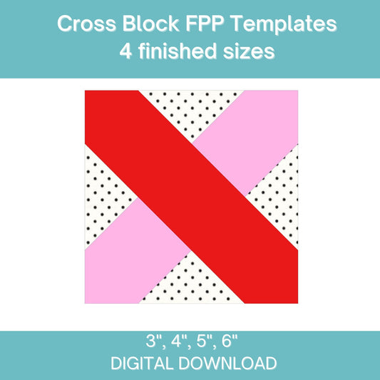 Quilt Border Cross Block FPP Foundation Paper Piecing block pattern Digital Download