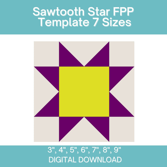 Sawtooth Star FPP Foundation Paper Piecing quilt block pattern Digital Download