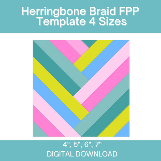 Herringbone Braid FPP Foundation Paper Piecing quilt block pattern Digital Download
