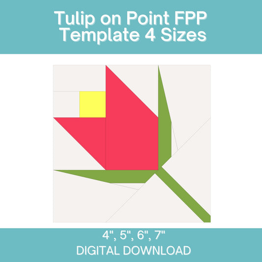 Tulip on Point FPP Foundation Paper Piecing quilt block pattern Digital Download