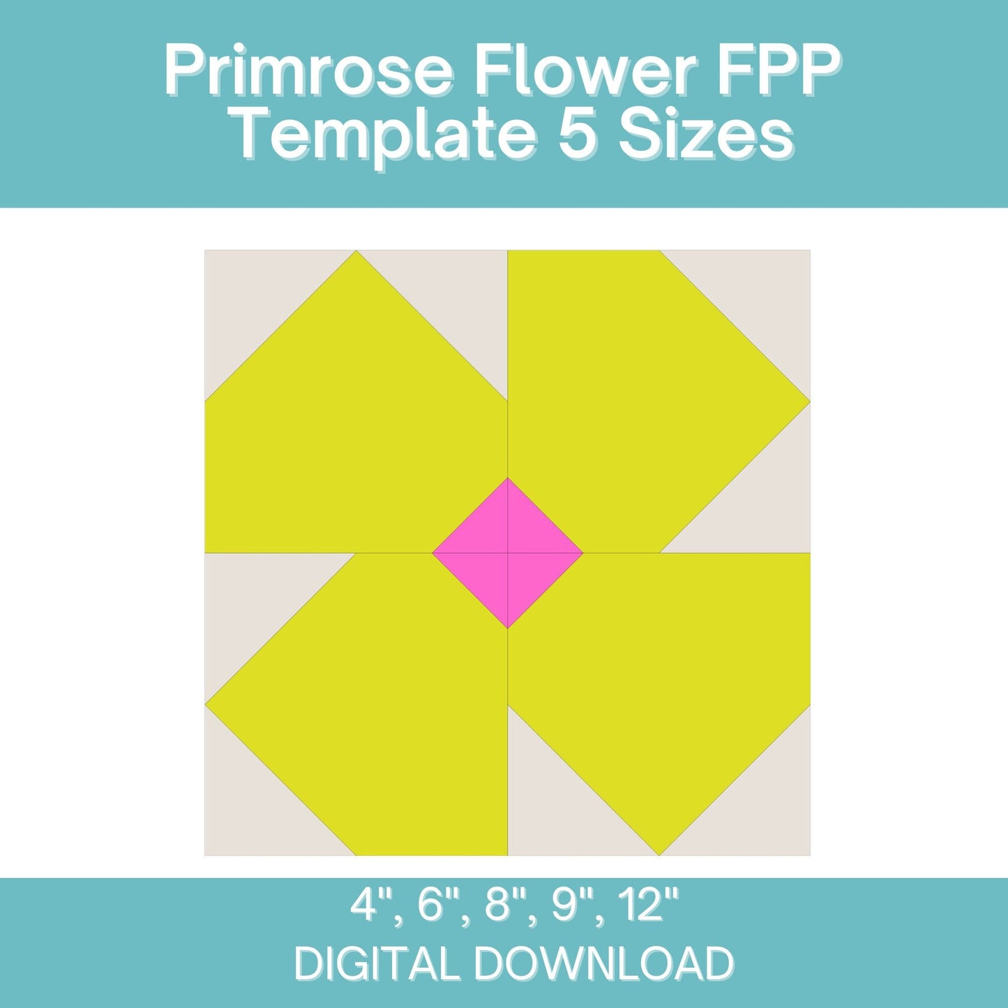 Primrose Flower FPP Foundation Paper Piecing quilt block pattern Digital Download